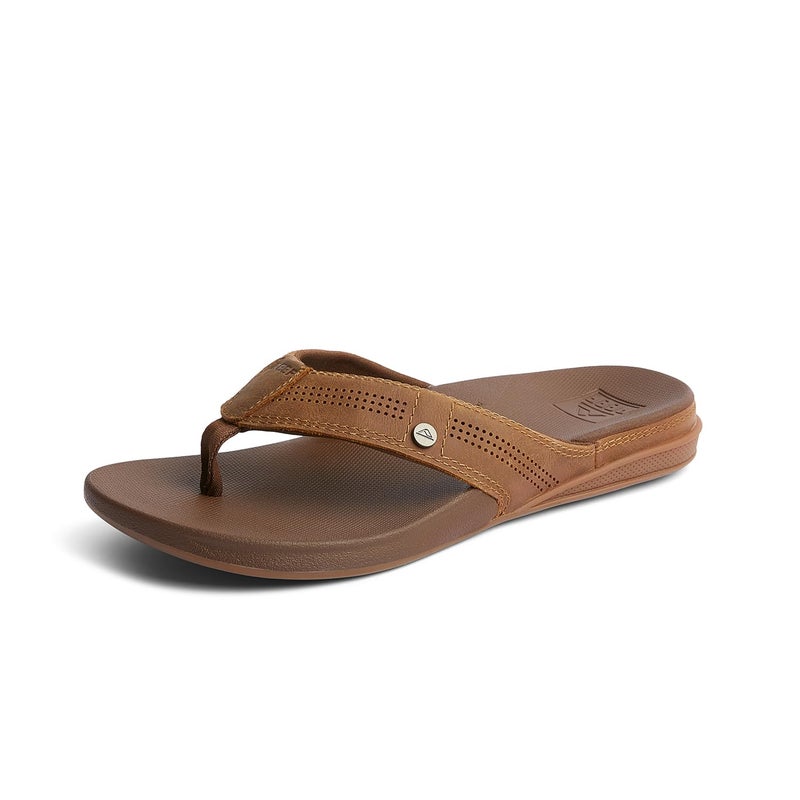 REEF Cushion Lux Mens Flip Flop, Ultra Soft Cushion Footbed, Full Grain Leather Strap, Toffee, 8 - Image 1